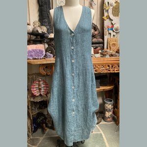 Fenini Linen Sleeveless Oversized Lagenlook Dress M NWT